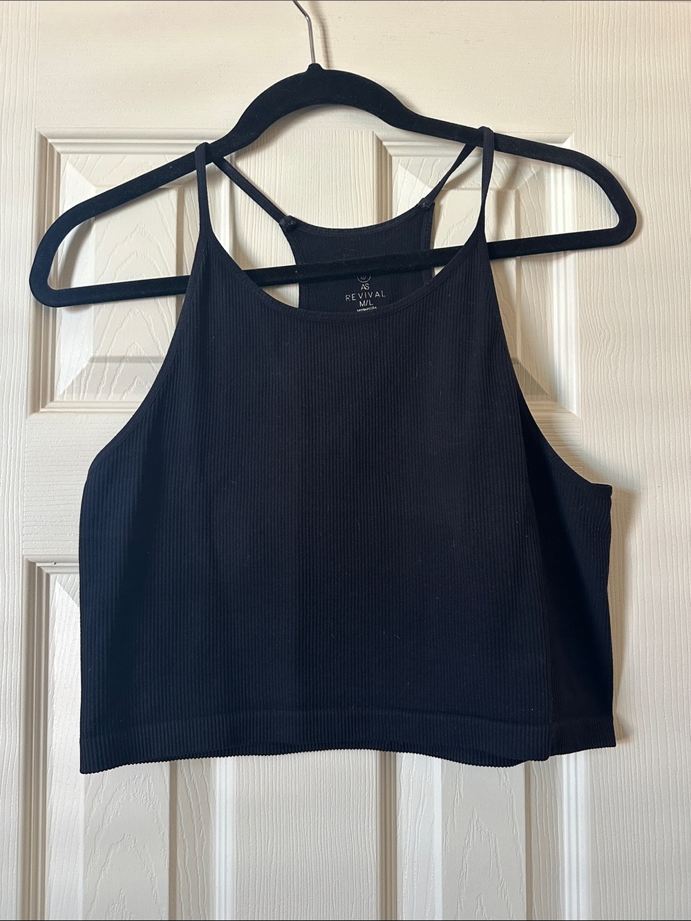Revival Black Ribbed Bandeau Crop Top
